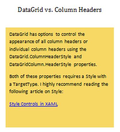 data grid vs column headers